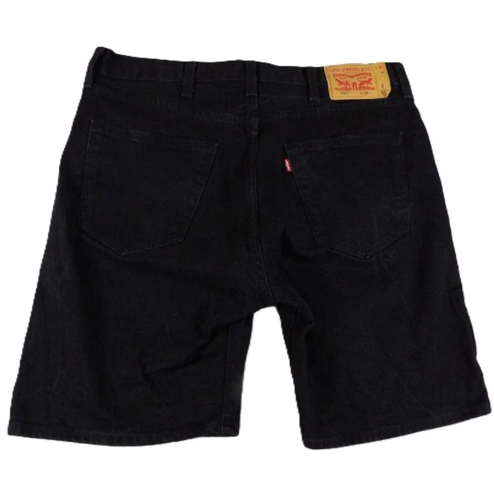 Levis 501 Denim Shorts Men W38 L9 Black Button Fly Cotton Blend Summer Jorts